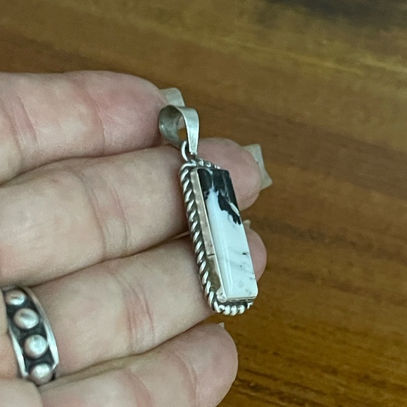 SOLD …White Buffalo Earrings with Pendant - Picture 6 of 9